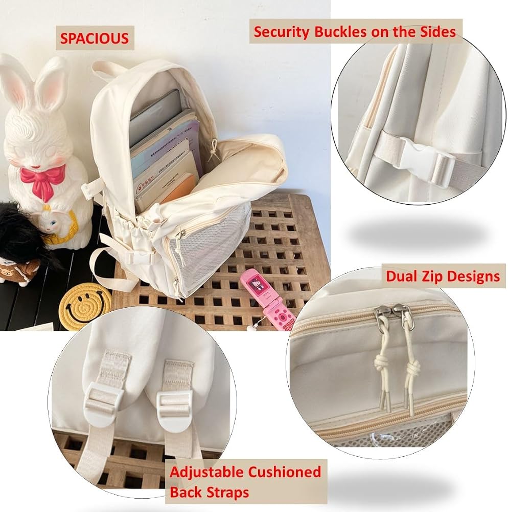 Transparent Pockets Backpack – Stylish Multi-Pocket School Bag