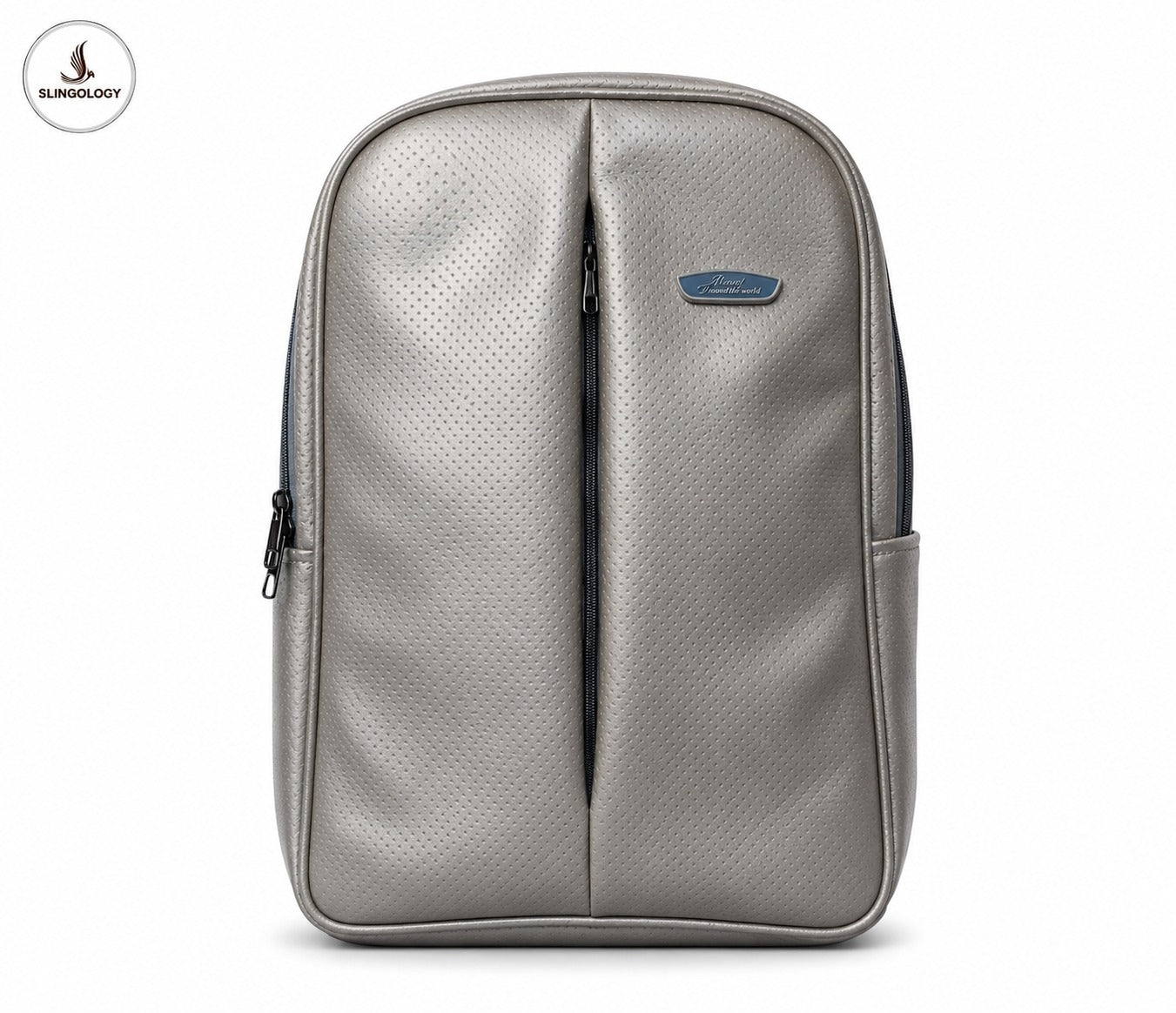 Premium Silver Leather Backpack – Stylish & Elegant Laptop/Travel Backpack