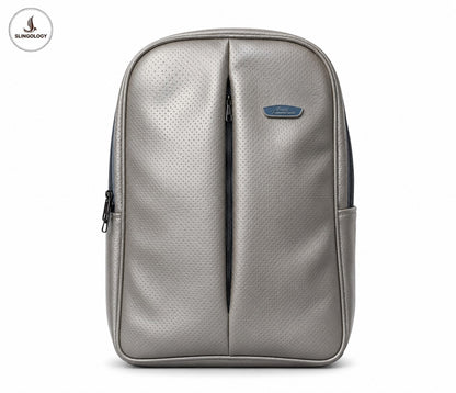 Premium Silver Leather Backpack – Stylish & Elegant Laptop/Travel Backpack
