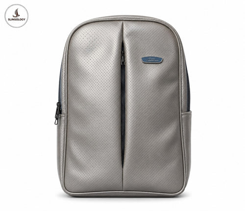 Premium Silver Leather Backpack – Stylish & Elegant Laptop/Travel Backpack