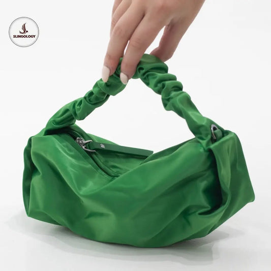 Green Mini Scrunchie Bag front view