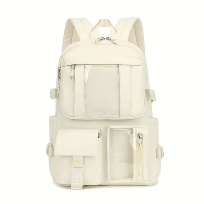 Transparent Pockets Backpack – Stylish Multi-Pocket School Bag